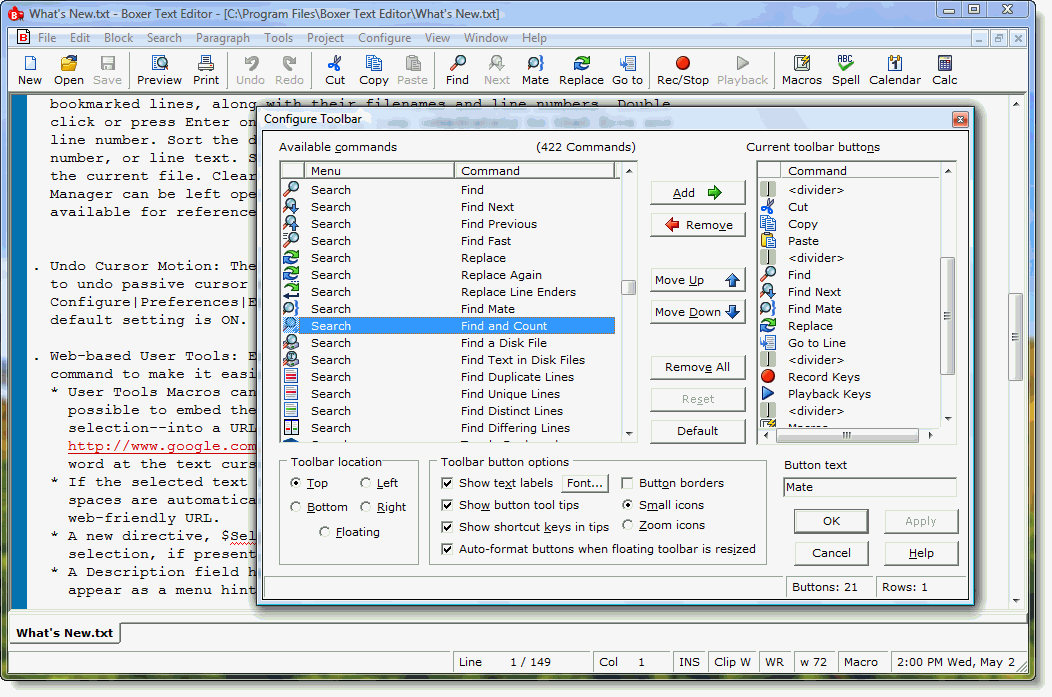 text editor, windows text editor, editor, boxer, text editing, html editor, programmer's text editor, syntax highlighting, macro