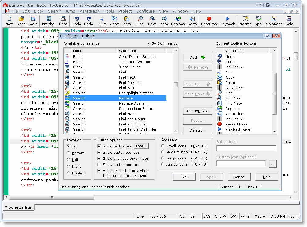 Boxer Text Editor screen shot