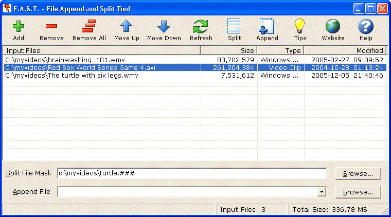 File Append and Split Tool screen shot