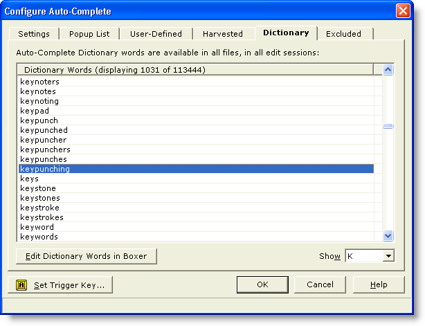 ConfigureAutoCompleteDictionary