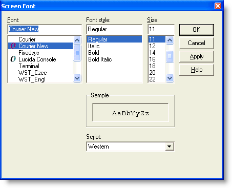 ConfigureScreenFont