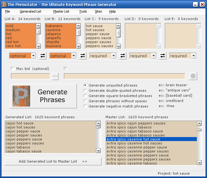 The Permutator 1.0.1 screenshot