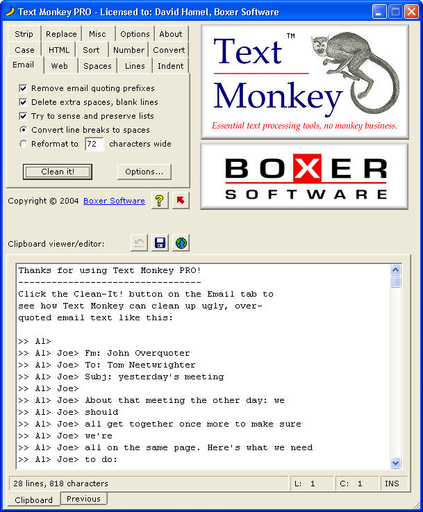 Text Monkey Lite screen shot