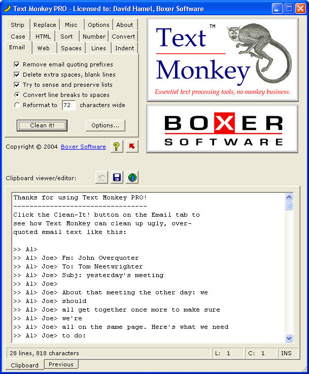 Screenshot of Text Monkey PRO